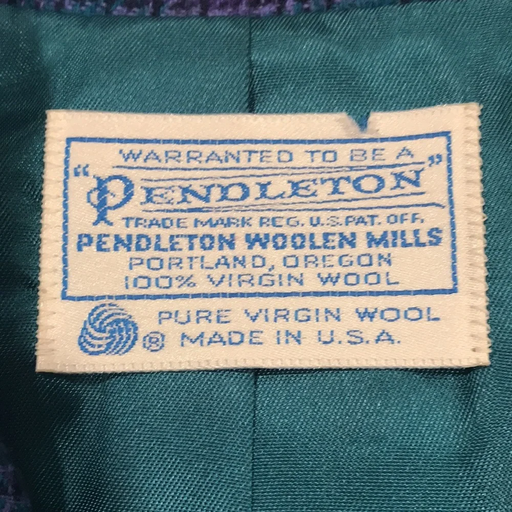 Vintage Pendleton Wool Suit Womens Size 18W Blue Plaid 2 Piece Skirt Blazer USA - Picture 7 of 16